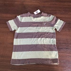 Gap kids green gray stripe shirt boys small s NWT new